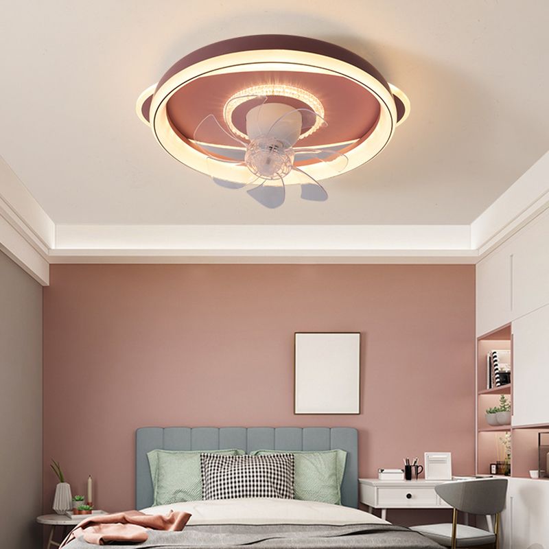 7-Blade LED Ceiling Fan Modernism Metallic Fan with Light for Room