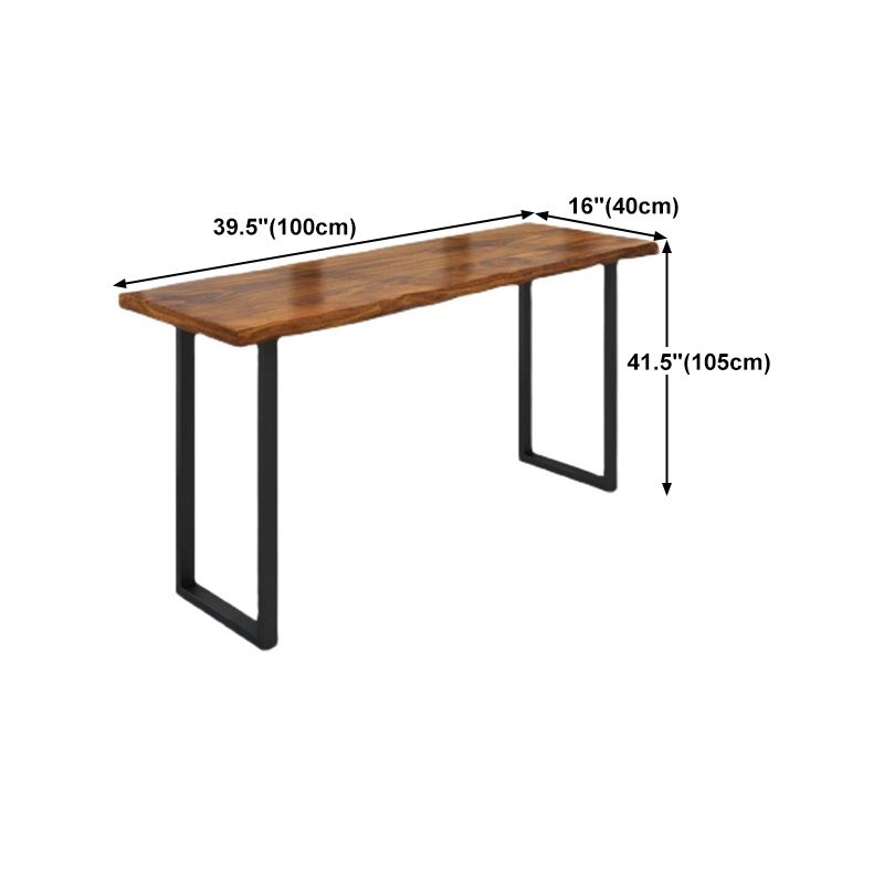 Pine Wood Bar Dining Table Industrial Bar Dining Table with Sled Base in Black