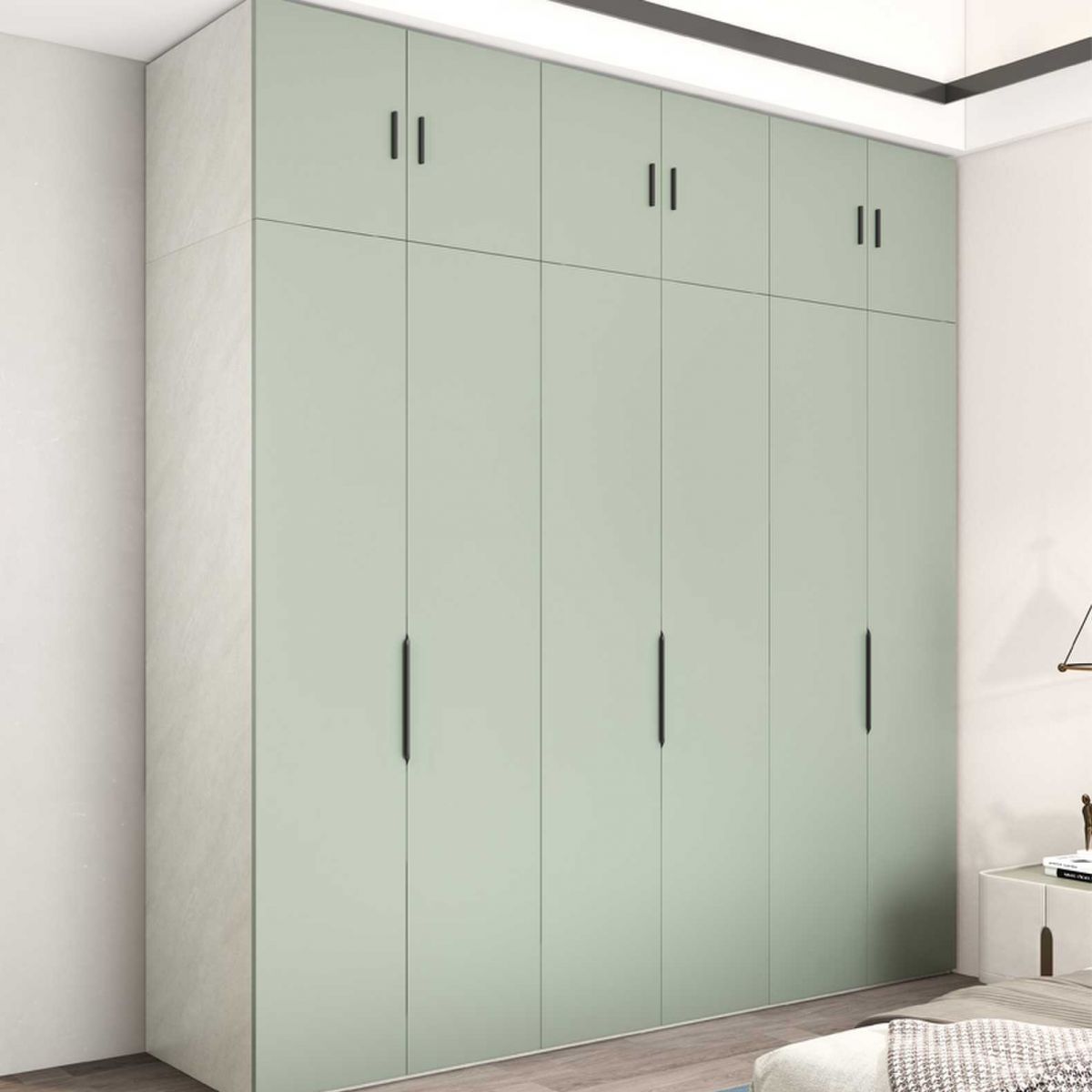 Manufactured Wooden Kids Closet Green Colour Wardrobe Closet with Drawers