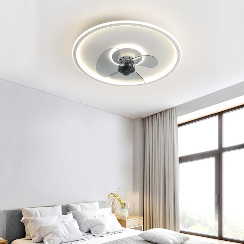 Nordic Round Fan Light Metal 1 Light LED Flush Mount Light for Bedroom