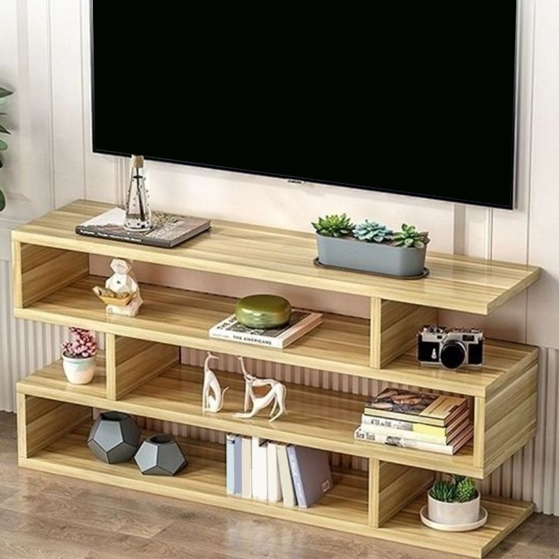 Engineered Wood TV Stand Console Modern Open Shelving Media Console TV Stand