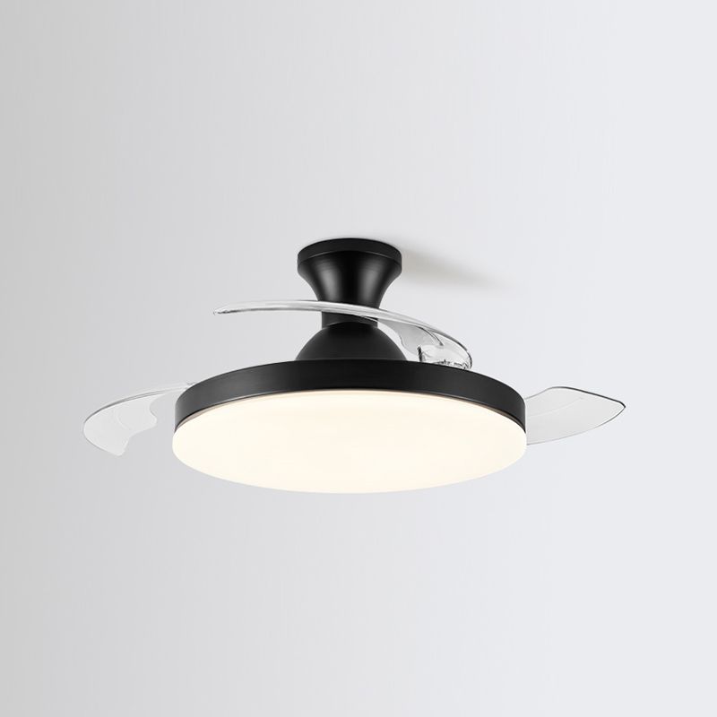 Invisible Blades Fan Light Fixture Modern Living Room Semi Flush Mount LED Ceiling Light