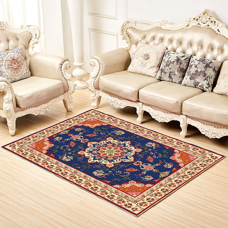 Shabby Chic Decor Rug Multi-Colored Floral Print Rug Synthetics Non-Slip Backing Washable Area Carpet