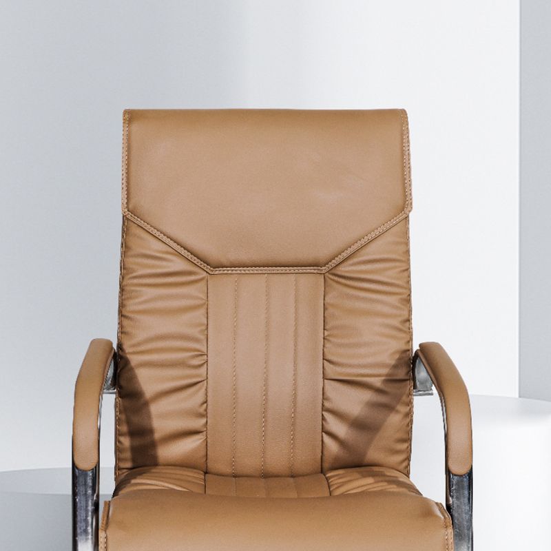 Modern Fixed Arms Office Chair Leather Task Chair for Office