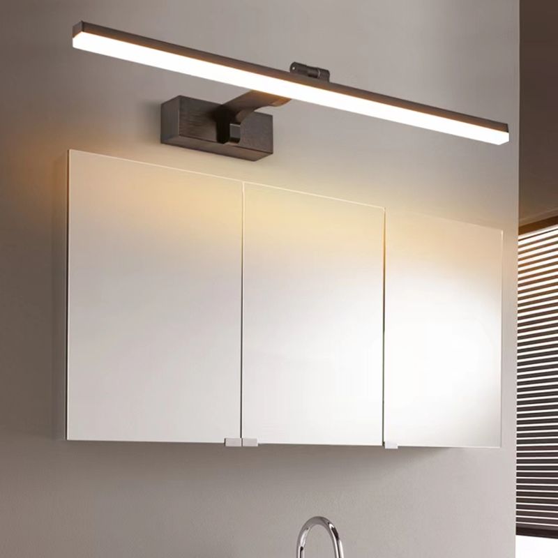 Lineaire moderne stijl ijdelheid licht metaal 1 licht led spiegel licht voor badkamer in zwart