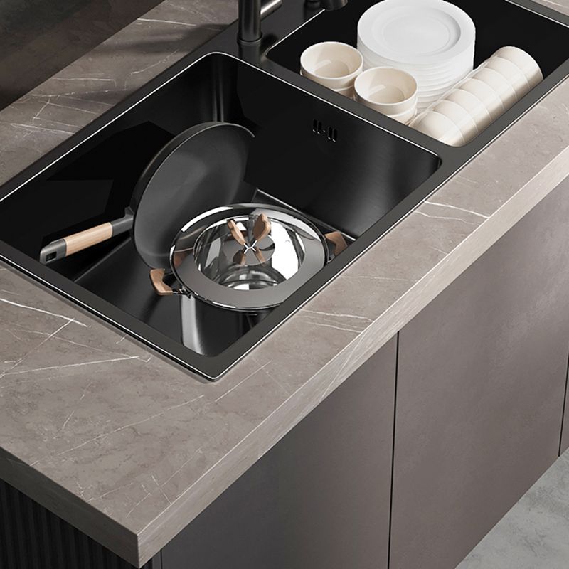 Stainless Steel Double Basin Sink Drop-In Kitchen Sink with Drain Assembly