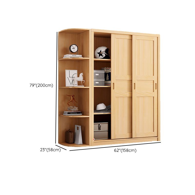 Light Brown High Gloss Coat Locker Wooden Rustic Kid's Wardrobe