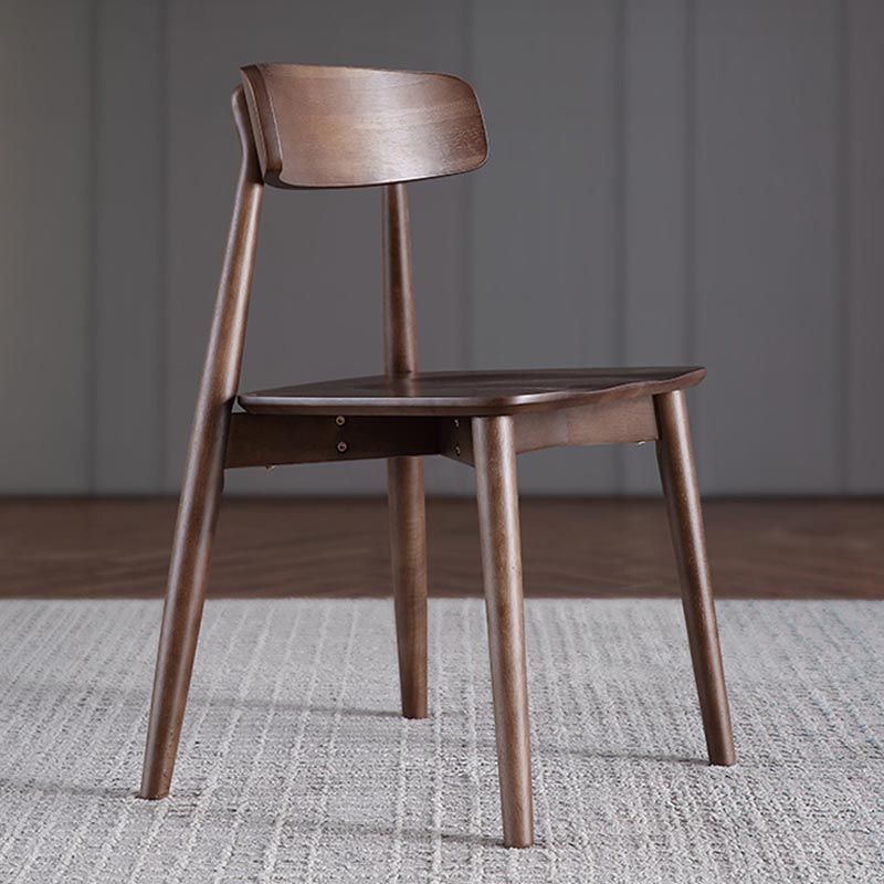 Oak Slat Back Dining Chairs Open Back Dining Side Chair in Walnut and Grey