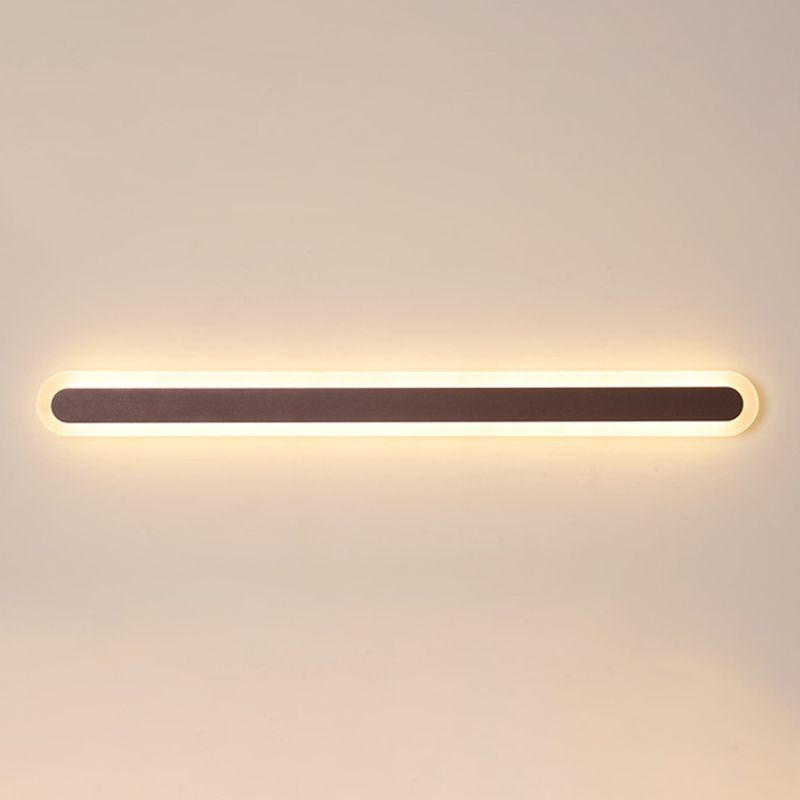 Linear Wall Light Fixture Modern Metal Single Light LED Mirror Light for Bathroom in Brown