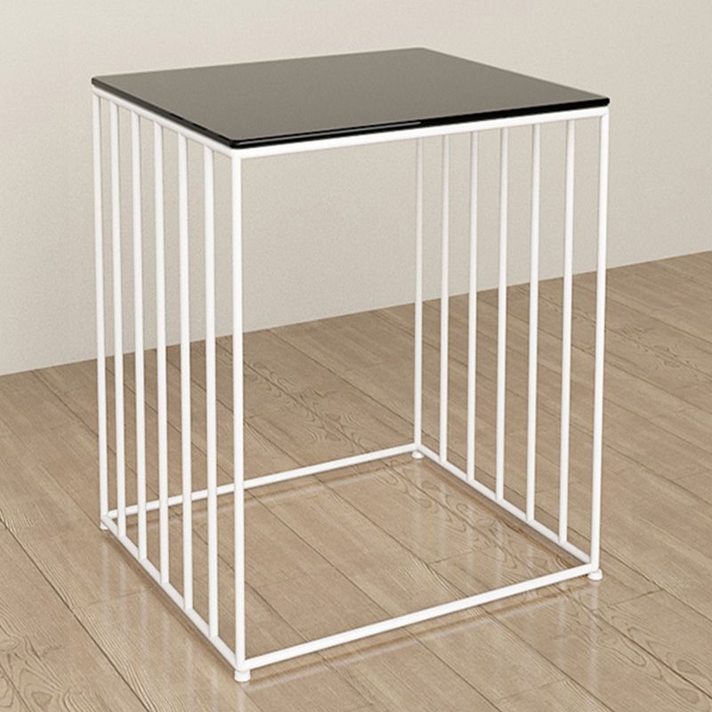 Modern Glass Top Nightstand Metal Non-Storage Iron Bed Nightstand