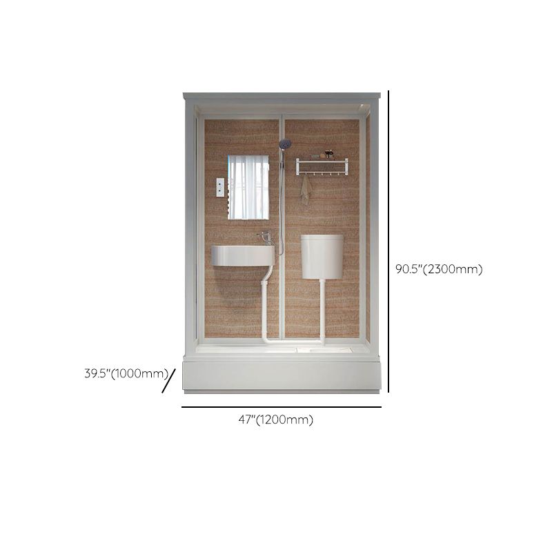 Rectangle Tempered Glass Shower Stall Frosted Semi-Frameless Shower Stall