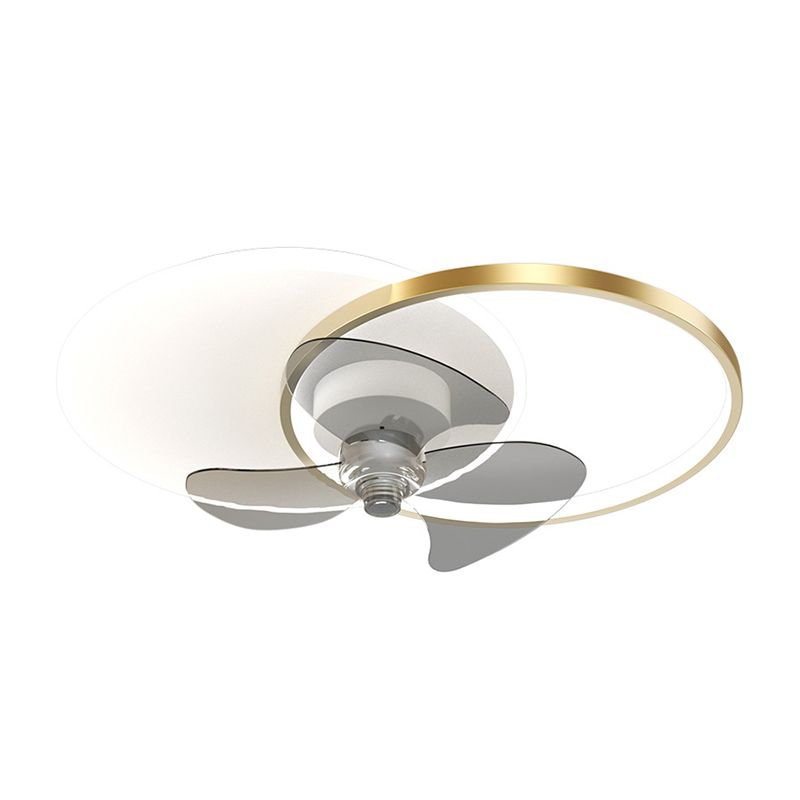 Dual Circle Fan Light Fixture Minimalist Metal Bedroom LED Semi Flush Ceiling Light