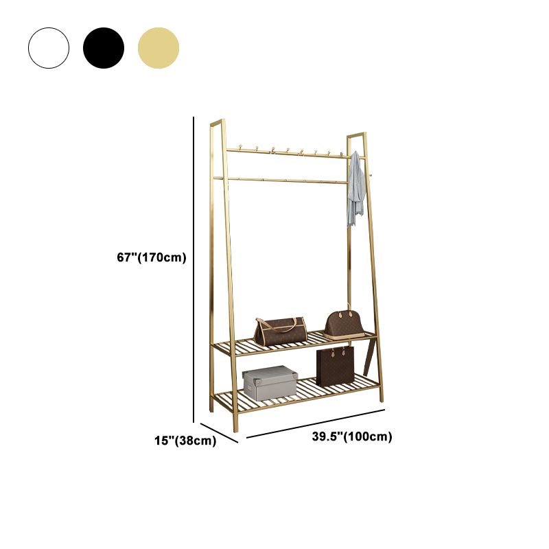 Industrial Entryway Hall Tree with Two Storage Shelves, Hall Stand with Two Hanging Rail