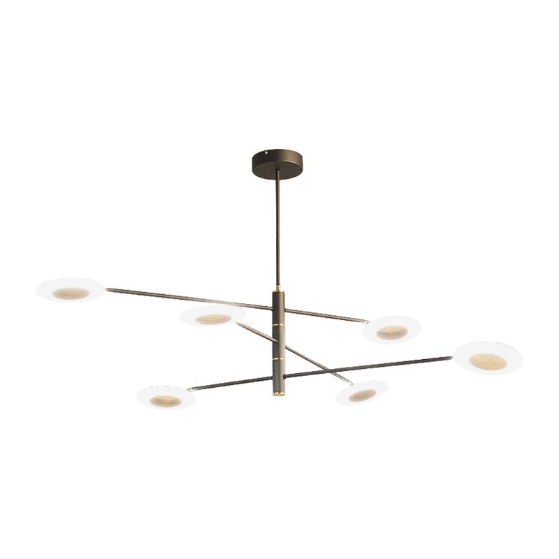 Multi Tiers Disk Chandelier Lamp Metal and Acrylic Postmodern 4/6/8 Lights Black/White Hanging Light for Dining Room