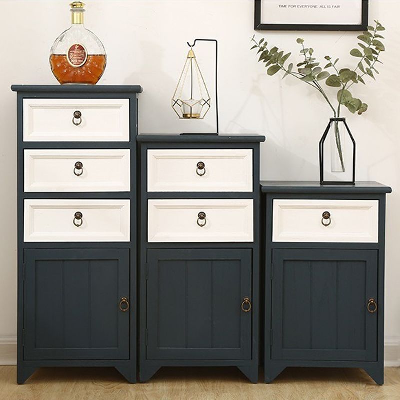 Industrial Distressed Finish Accent Cabinet with Drawers and Door