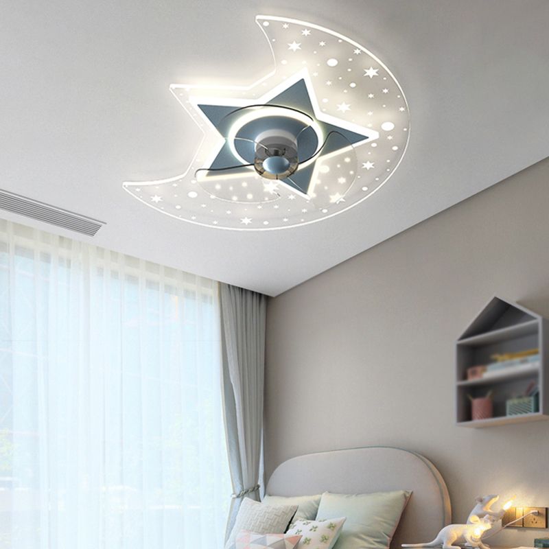 Metal Geometric Flush Mount Light Lovely 1 Light LED Fan Light for Kid's Room