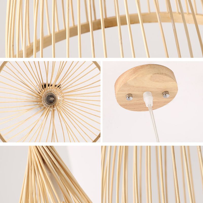 Lampada conica a ciondolo di lampada cinese Minimalista Bamboo 1 Ciondolo a sospensione del ristorante leggero