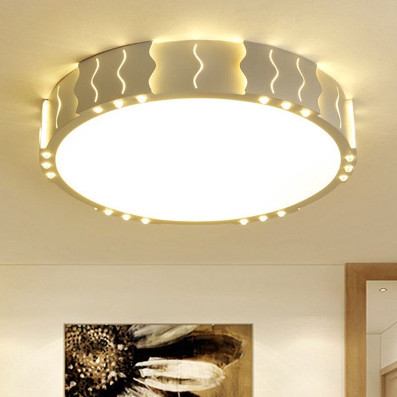 White Square/Round Flush Ceiling Light Modern Acrylic LED Living Room Ceiling Mounted Light in Warm/White Lighting