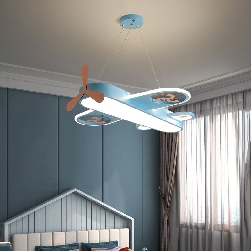 Cartoon Creative Personality Ceiling Pendant Light Metal Aircraft LED Hanging Light for Children Bedroom