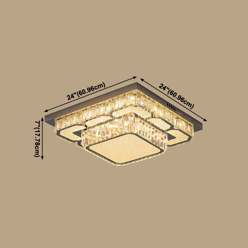 Lámpara de techo de estilo simple y moderno, montaje empotrado LED de cristal de acero inoxidable para sala de estar