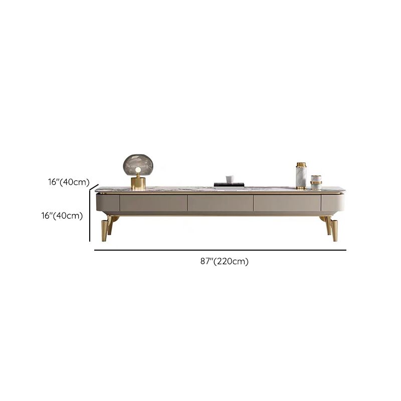 Contemporary TV Media Console Stone TV Console with 3 Drawers