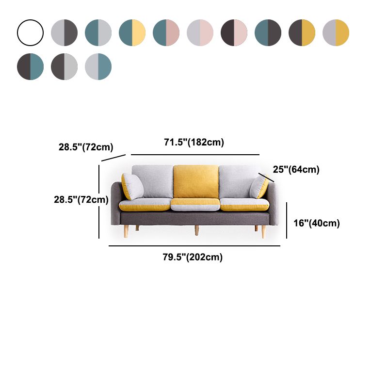 Linen Contemporary Square Arm Sofa Washable Standard Sofa for Living Room