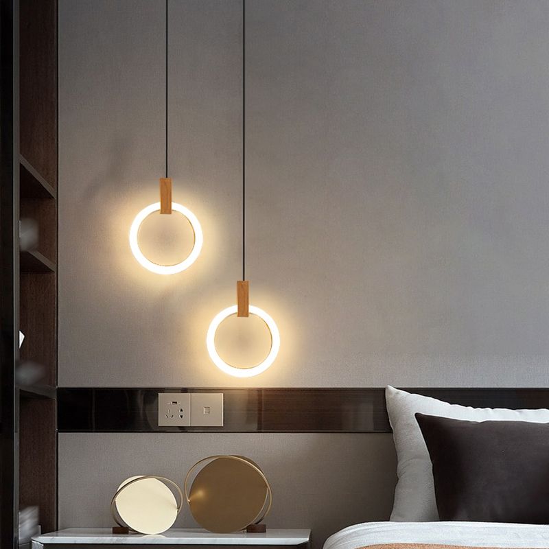 Contemporary Style Circle Shape Pendant Light Acrylic 1 Light Hanging Lamp