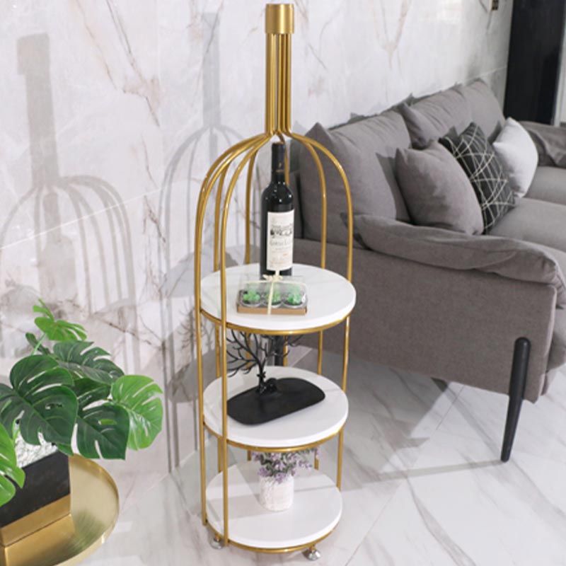 Luxury Metal Wine Holder Rack Round Floor Wine Racks with Shelf