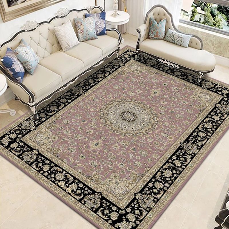 Shabby Chic Floral Design Rug Color Mixed Polyester Area Carpet Non-Slip Backing Rug for Living Room