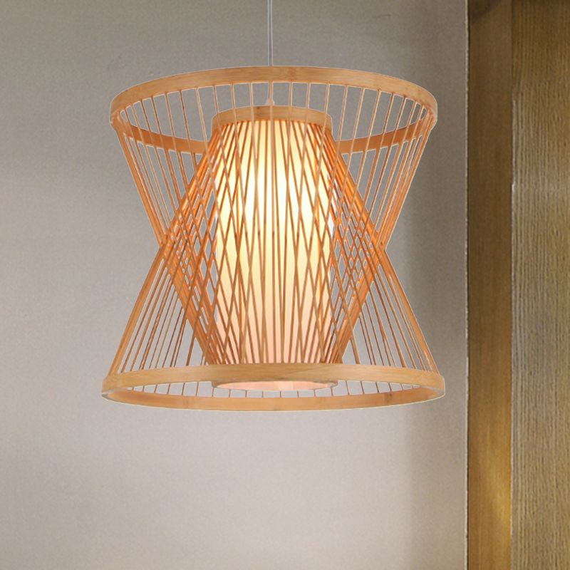 Bamboo Lantern Restaurant suspendu lampe à pendentif simple asiatique avec de l'ombre en papier à l'intérieur