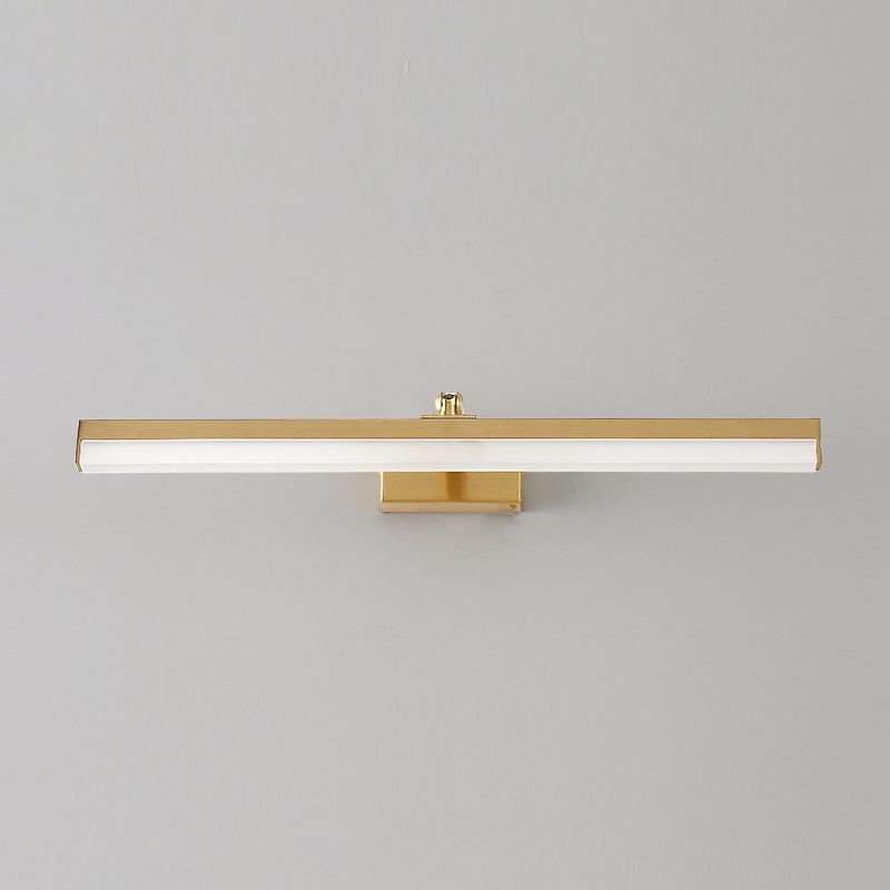 Linear Shade Metal Wall Sconce Modern Style 1-Light Mirror Wall Mount Light in Gold