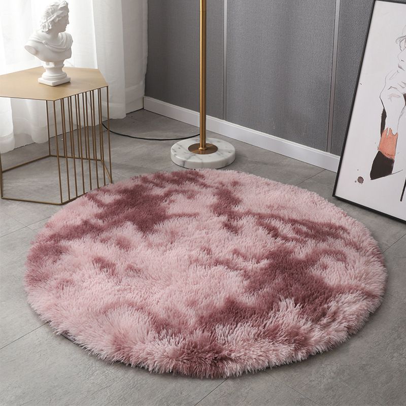 Modern Round Plush Rug Polyester Indoor Rug Stain Resistant Area Carpet for Living Room