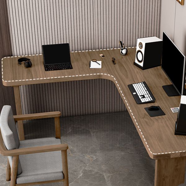 Contemporary Solid Wood Office Desk L-Shape Writing Desk for Office