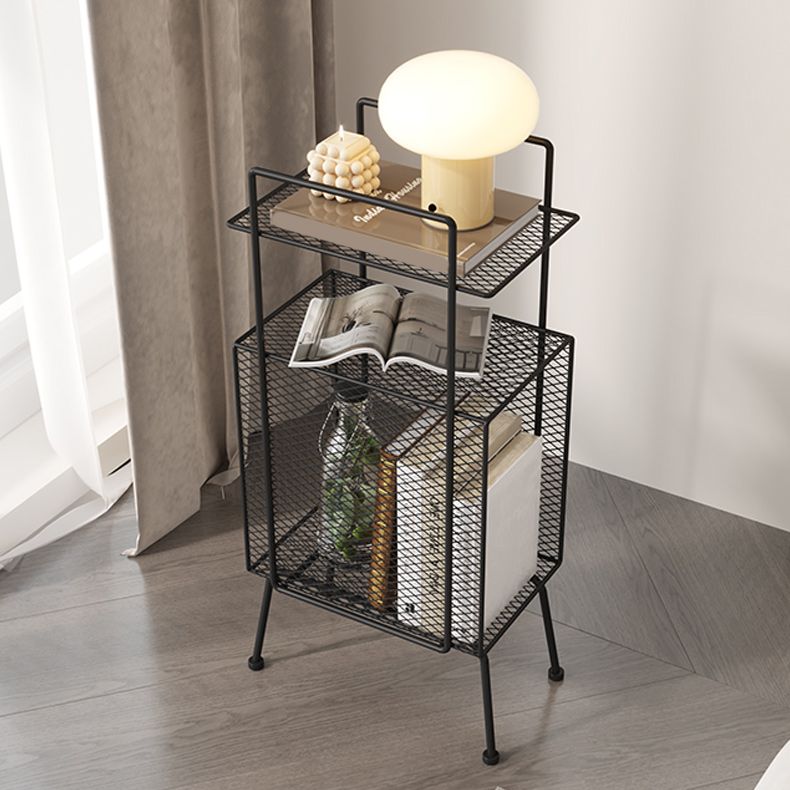 Metal Accent Table Nightstand Shelves Storage Bedside Cabinet for Bedroom