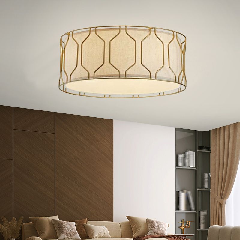 Multi Lights Ceiling Light Modern Simple Ceiling Mount Light with Fabric Shade for Bedroom