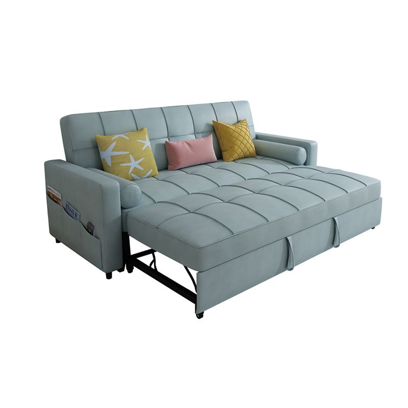 Contemporary Futon Sleeper Sofa Bed with Storage and Square Arms