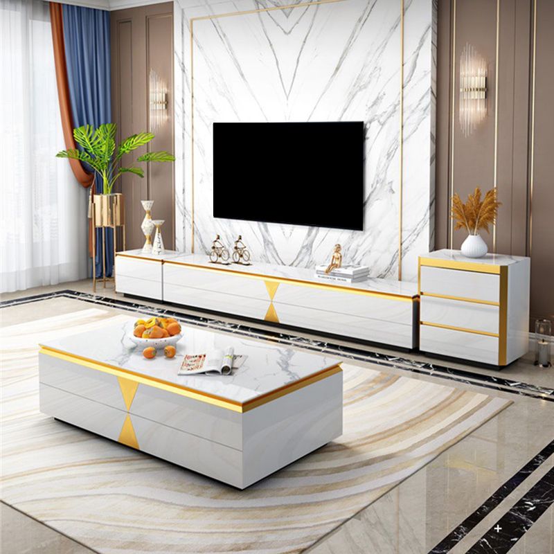 Enclosed Storage TV Media Console Glam TV Stand for Living Room