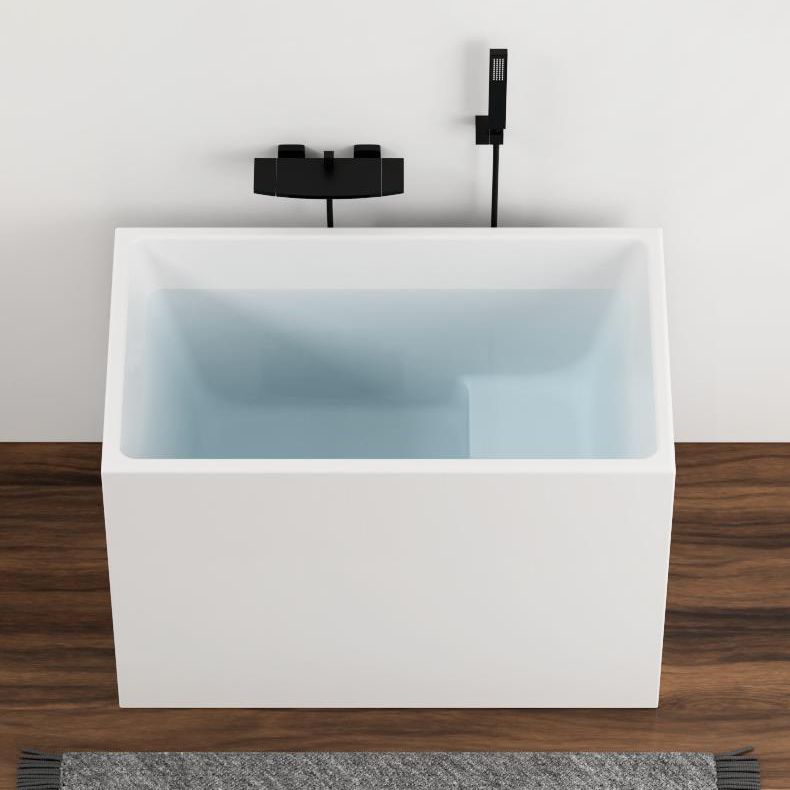 White Freestanding Bathtub Acrylic Soaking Rectangular Modern Bath