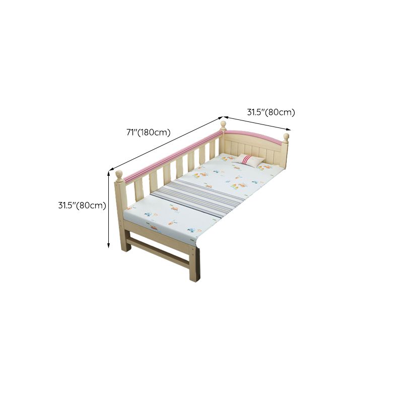 Solid Wood Kids Bed Beech Scandinavian Kids Bed with Guardrail in Natural