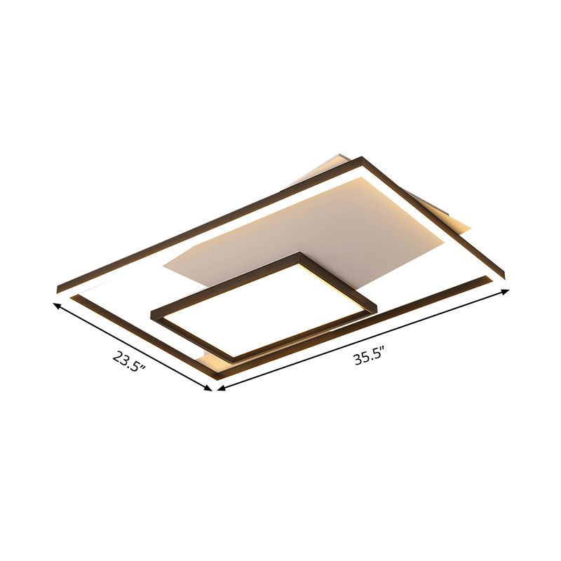 Zwart en Wit Rechthoekplafondverlichting Minimalistische Acryl 16"/19.5"/35.5" Brede LED Flush Mount Licht in Warm/Wit Licht/Afstandsbediening Stepless Dimmen