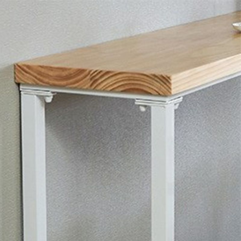 Rectangular Pine Wood Top Bar Table Luxurious Bar Table with Trestle Base in White