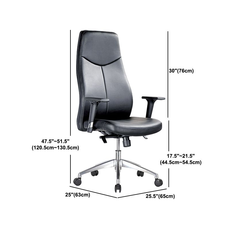 Contemporary Office Chair Wheels Leather High Back Black Executive Chair