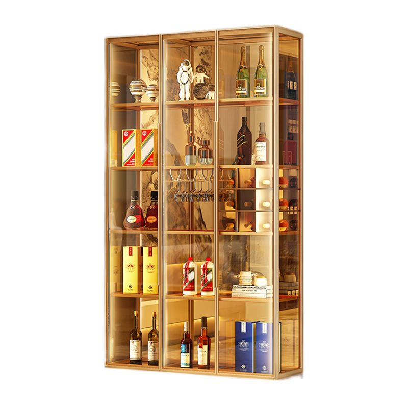 Contemporary Metal Curio Cabinet Glass Doors Display Cabinet for Dining Room