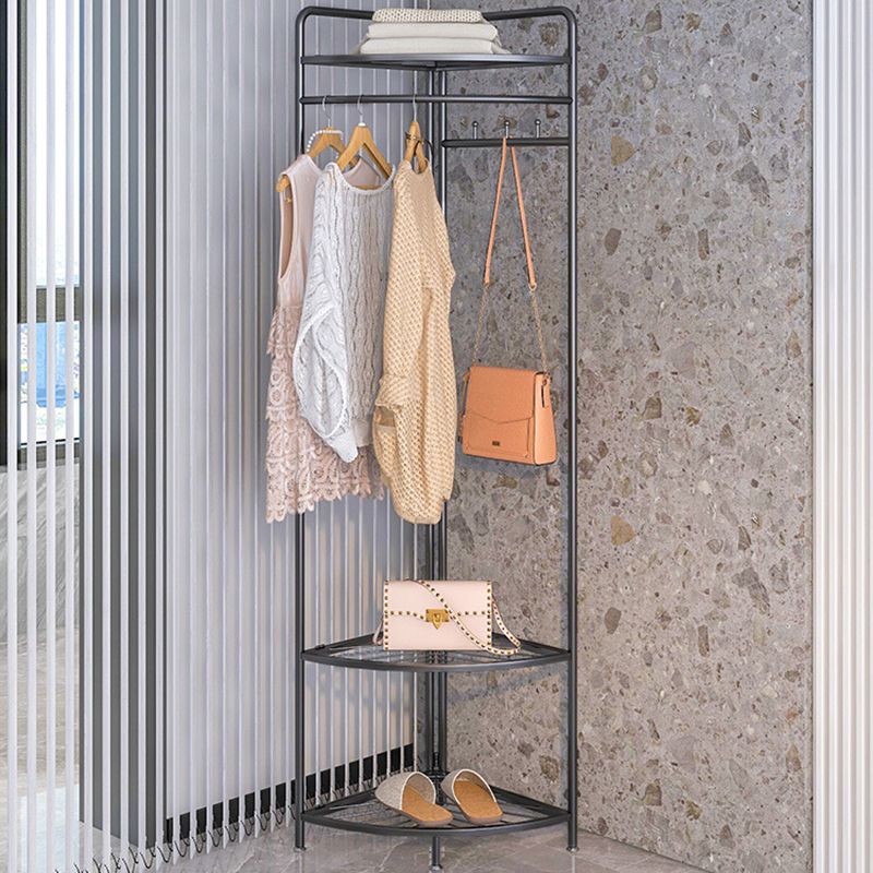 Industrial Hall Stand Shelves and Hanging Rail Metal Coat Hanger