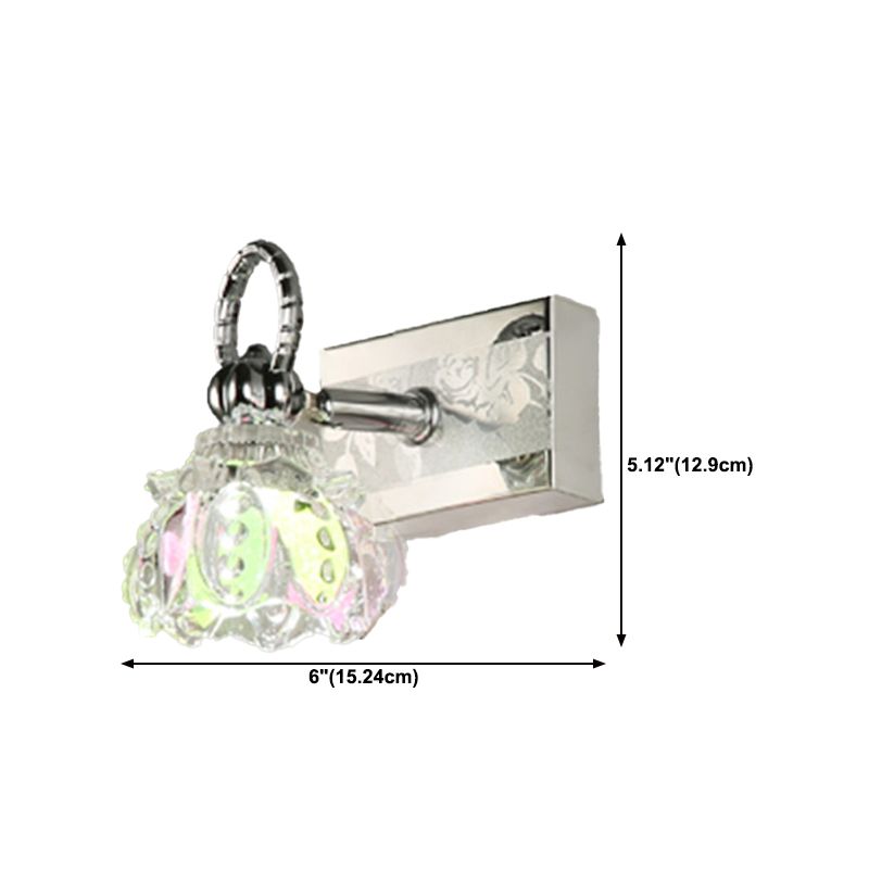 Traditional Shaded Bathroom Light Fixture Chrome Metal and Glass Bath Sconce