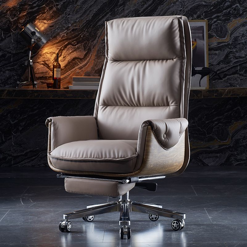 Faux Leather Executive Chair High Back Padded Arms Chair with Wheels