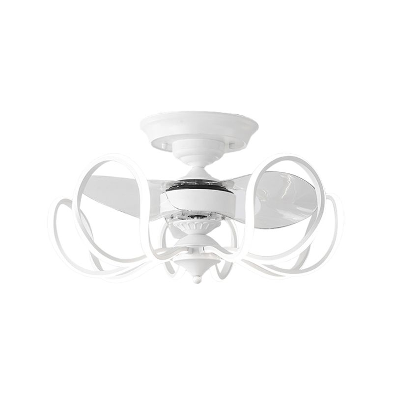 Ventilateur suspendu en cage métallique Light Contemporain 25,5 "LED de large Semi Flush, 2 lames