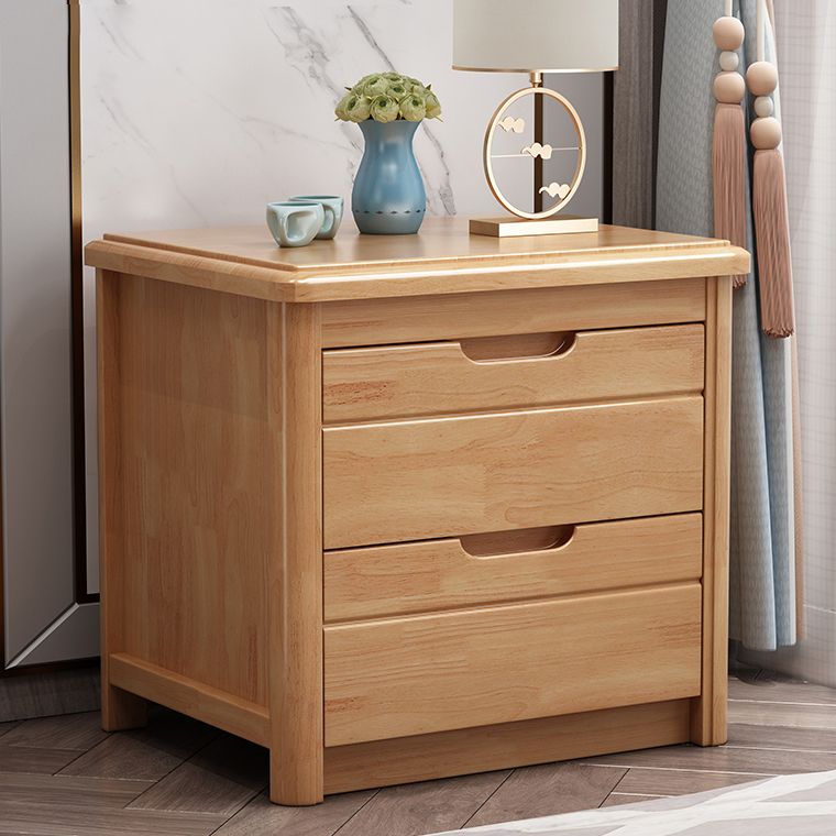 Contemporary Espresso Solid Wood Nightstand 20" Tall 2-Drawer Night Table