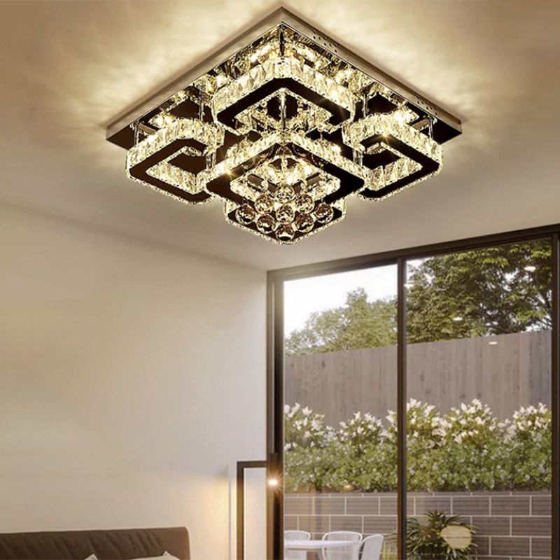 Crystal Geometric Flush Light Modern Flush Mount Lighting for Living Room