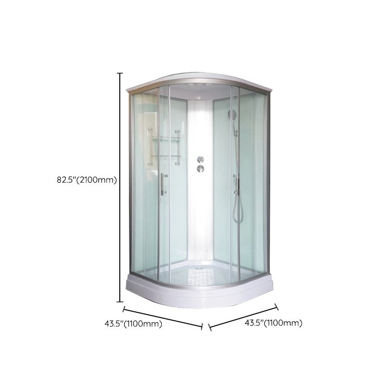 Double Sliding Shower Stall Semi-Frameless 82.5" H Shower Stall in White